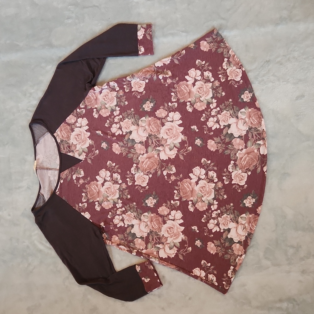 Emerald Long Soft Floral Top 1X